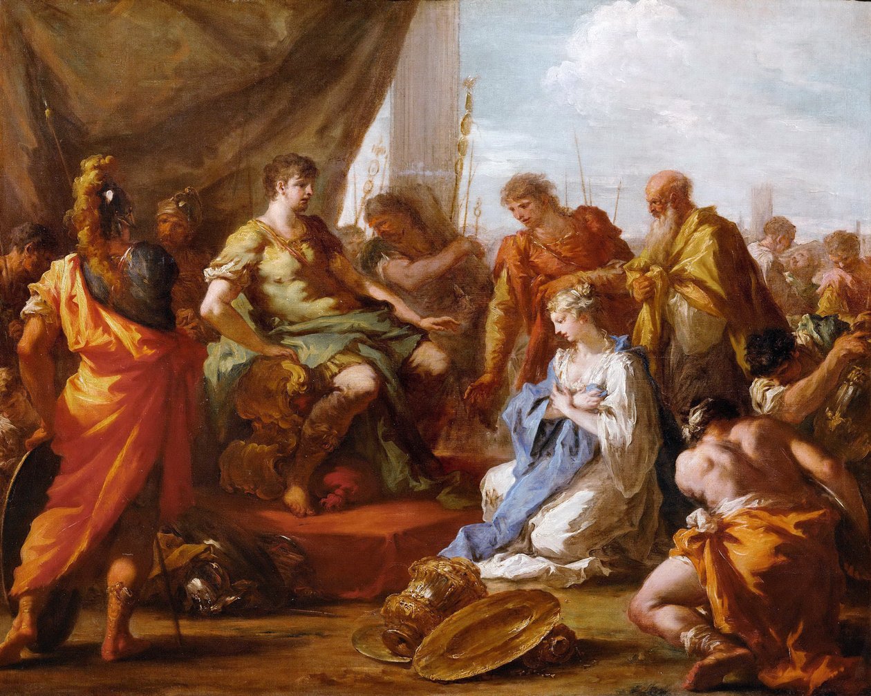 Barok: La continence (la clemence) de Scipion (Publius Cornelius Scipio Africanus, vers 235-183 avant JC) (guerre punique) - The Continence of Scipio af Pellegrini, Giovanni Antonio (1675-1741), ca. 1718-1719. Olie på lærred af Giovanni Antonio Pellegrini