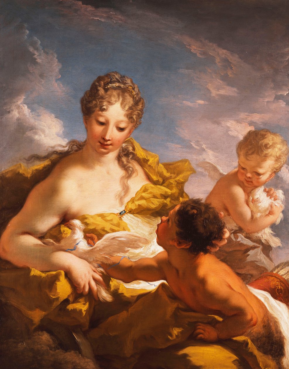 Venus, Amor og en faun, 1708-13 af Giovanni Antonio Pellegrini