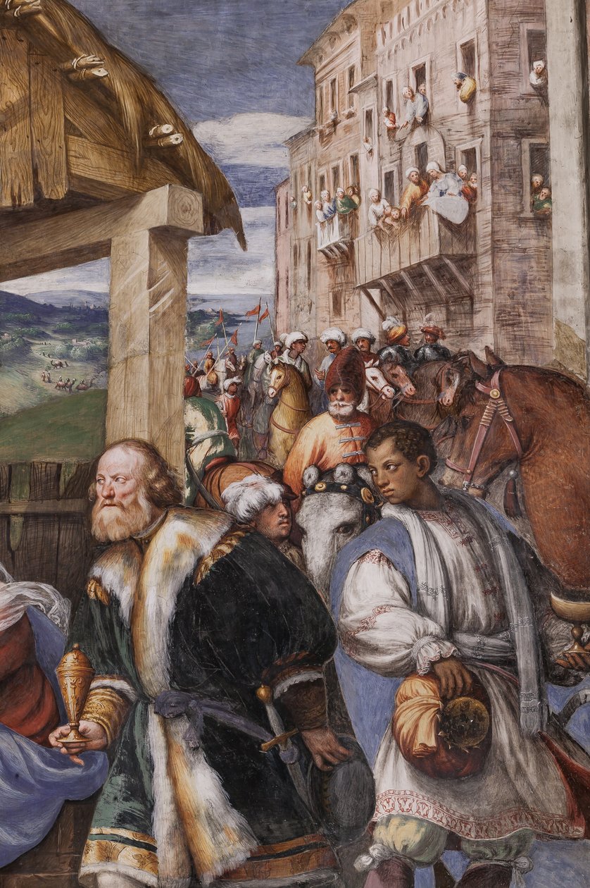 Tilbedelse af magi og tilbedelse af hyrder af Giovanni Antonio Pordenone