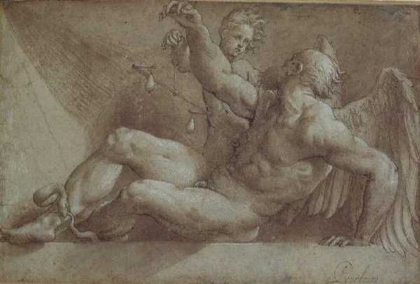 Allegory of Time (tegning) af Giovanni Antonio Pordenone