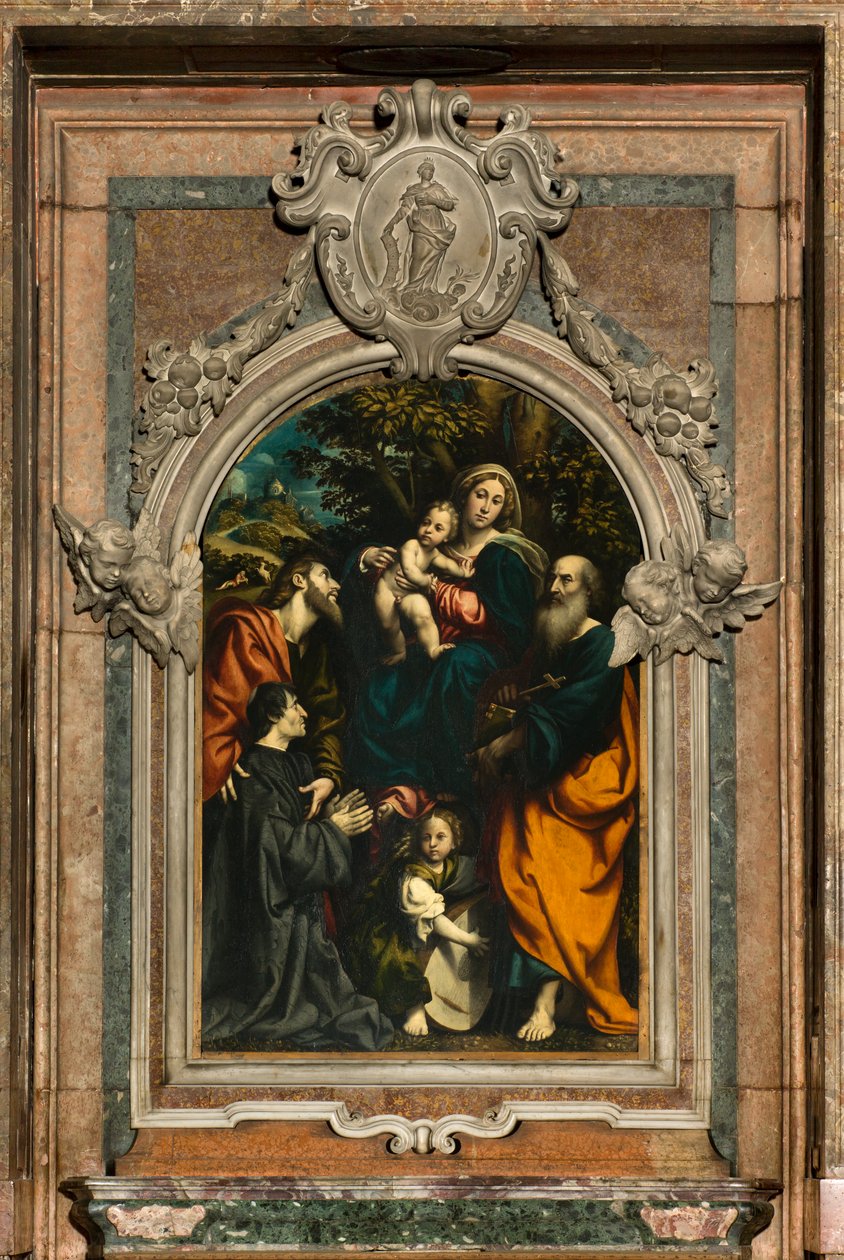 Sankt Katarinas alter, Madonna og Barn mellem de hellige Philip og Jakob og donoren Giacomo Schizzi, Il Pordenone 1522 af Giovanni Antonio Pordenone