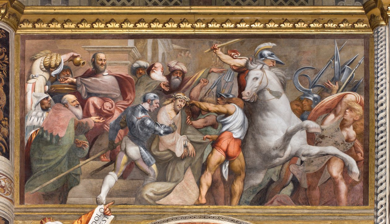 Central Aave, tredje spænd syd, klatre til Golgata, Il Pordenone af Giovanni Antonio Pordenone
