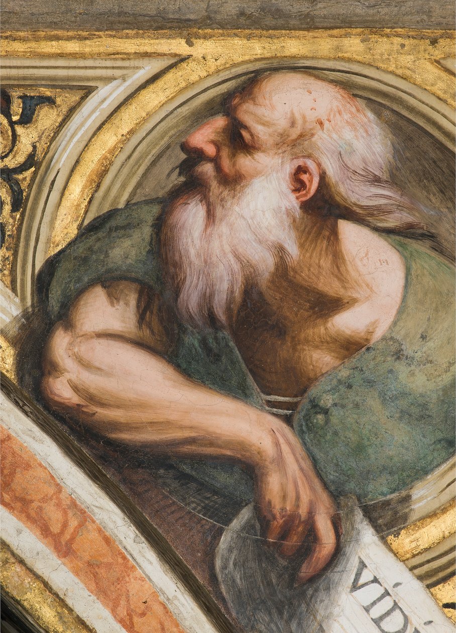 Central Nave, Plume Third Span South, IL Pordenone 1520, Buste med Profet, Detail af Giovanni Antonio Pordenone