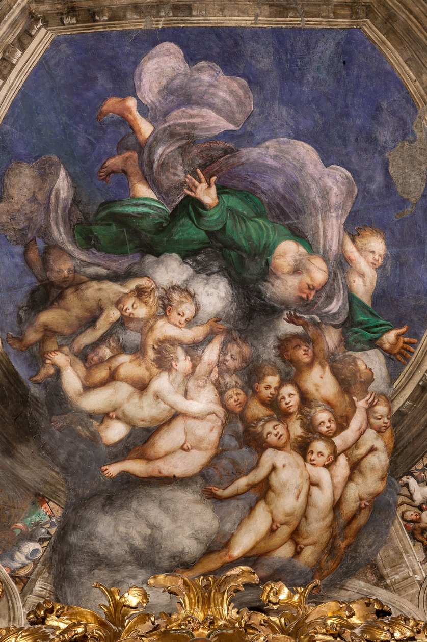 Gud som skaber blandt engle, ca. 1529 (fresko) af Giovanni Antonio Pordenone