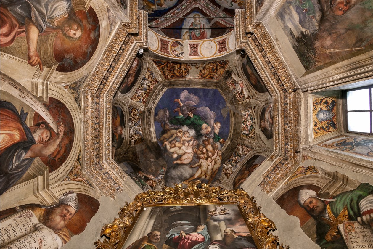 Gud som skaber blandt engle, ca. 1529 af Giovanni Antonio Pordenone