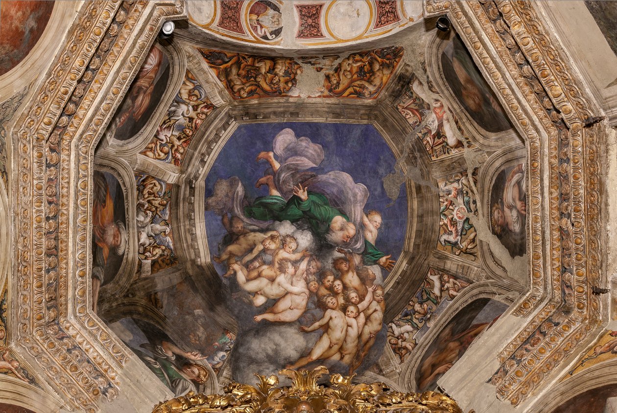 Gud som skaber blandt engle, ca. 1529 af Giovanni Antonio Pordenone