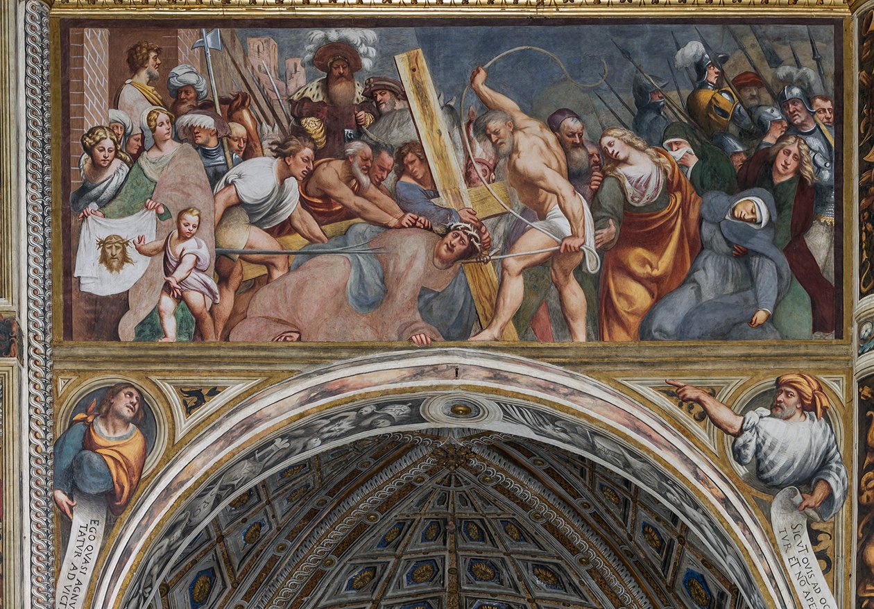 Jesus falder under korset af Giovanni Antonio Pordenone