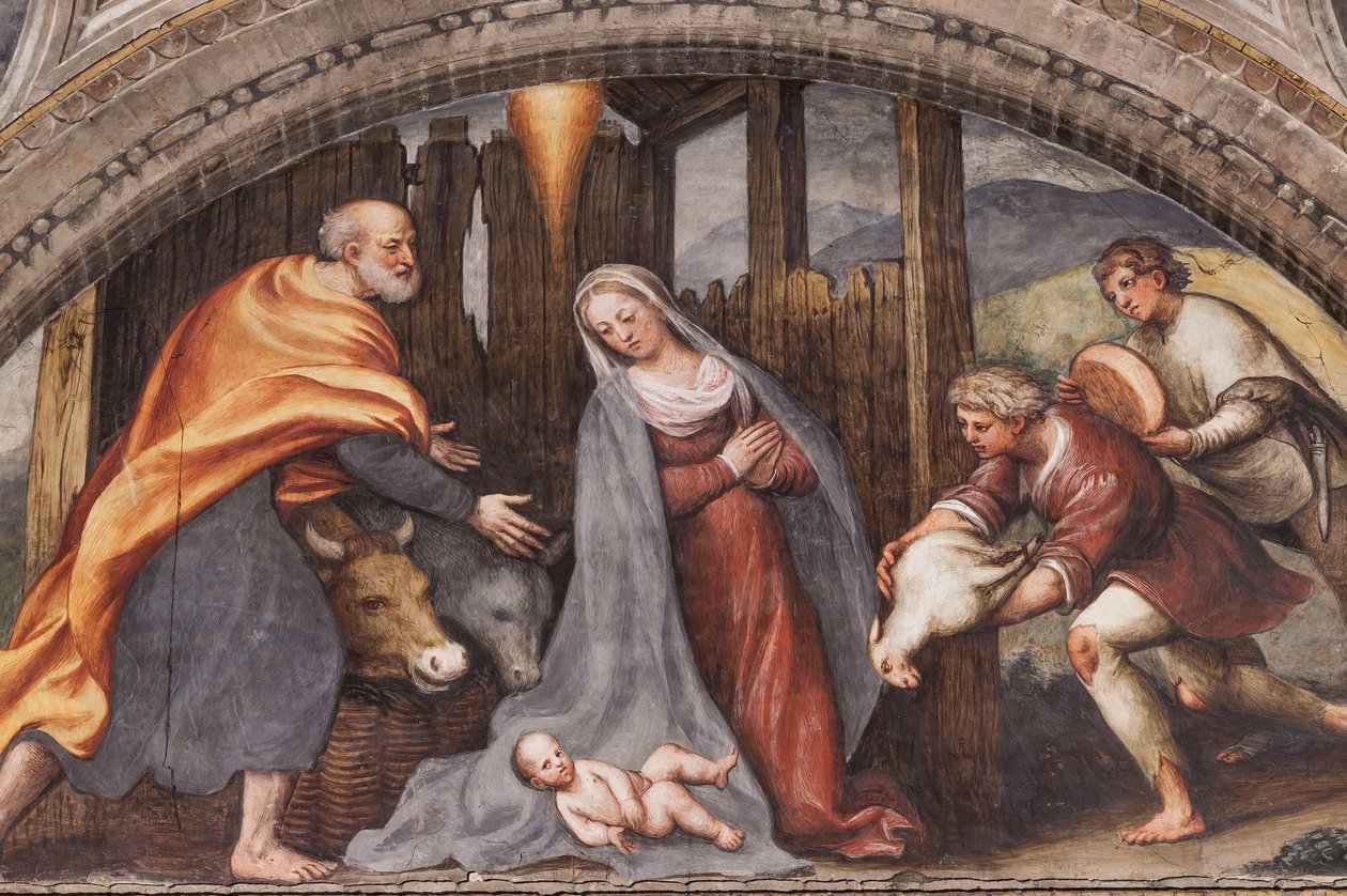 Lunette skildrer hyrdernes tilbedelse af Giovanni Antonio Pordenone