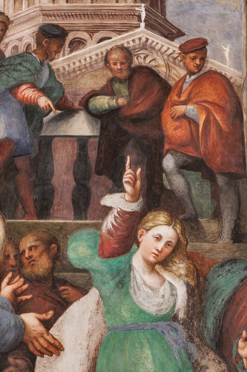 St. Catherines disputation med filosofferne, 1530-32 (fresco) (detalje af 3601450) af Giovanni Antonio Pordenone