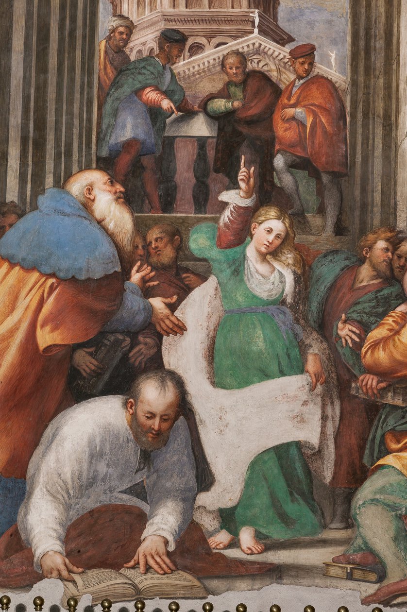 St. Catherines disputation med filosofferne, 1530-32 (fresco) (detalje af 3601450) af Giovanni Antonio Pordenone