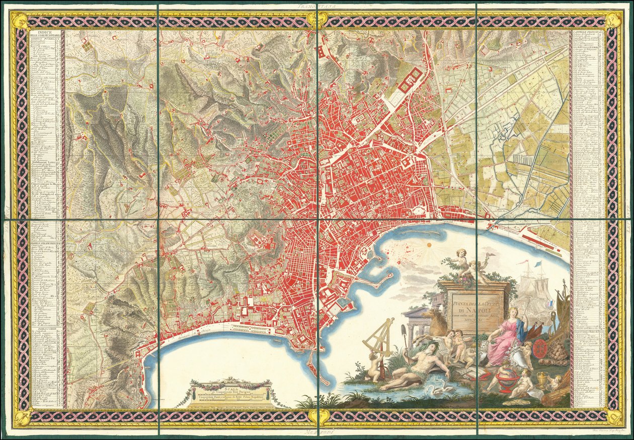 Kort over Napoli fra 1790 af Giovanni Antonio Rizzi Zannoni
