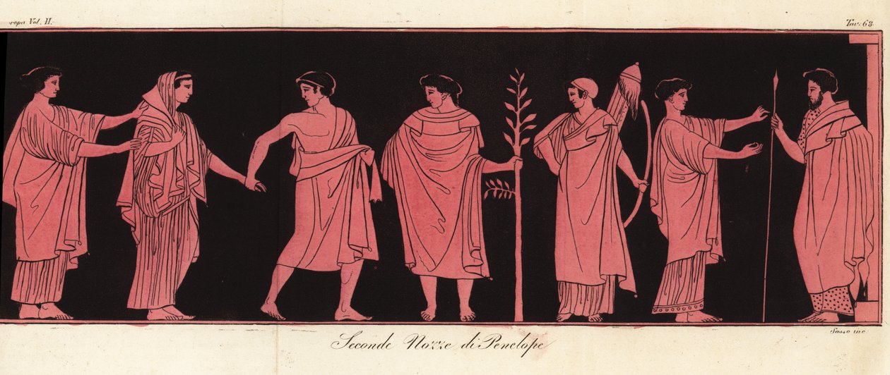 Bruden Penelope i bryllupsslør med sin pronuba eller æresmoder af Giovanni Antonio Sasso