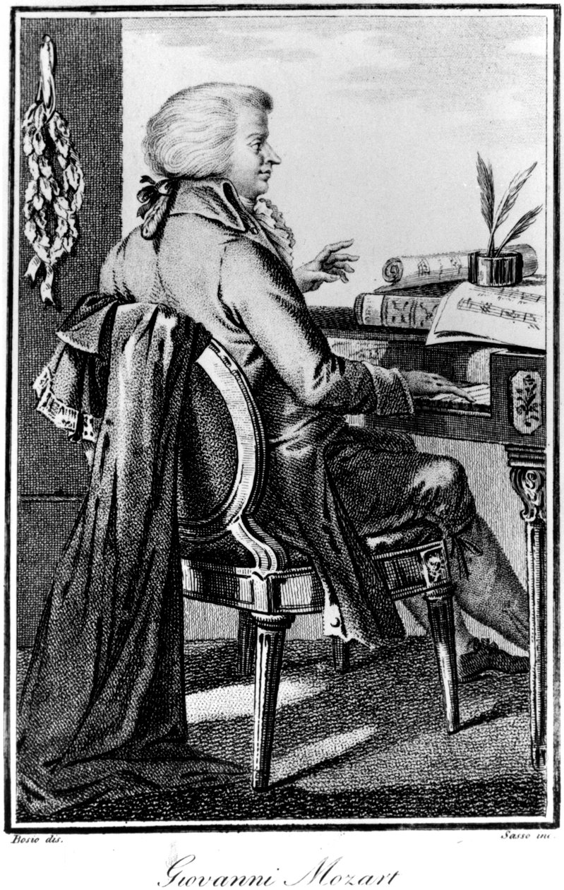 Wolfgang Amadeus Mozart, østrigsk komponist, c1784-1827 af Giovanni Antonio Sasso