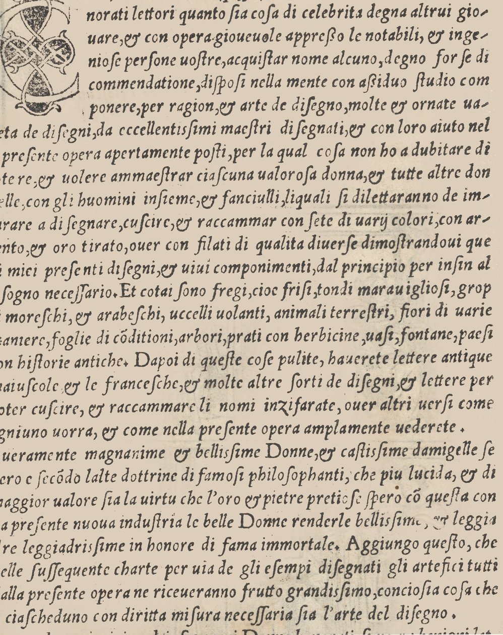 Eksempel på recammi, titelblad verso, 1530. af Giovanni Antonio Tagliente
