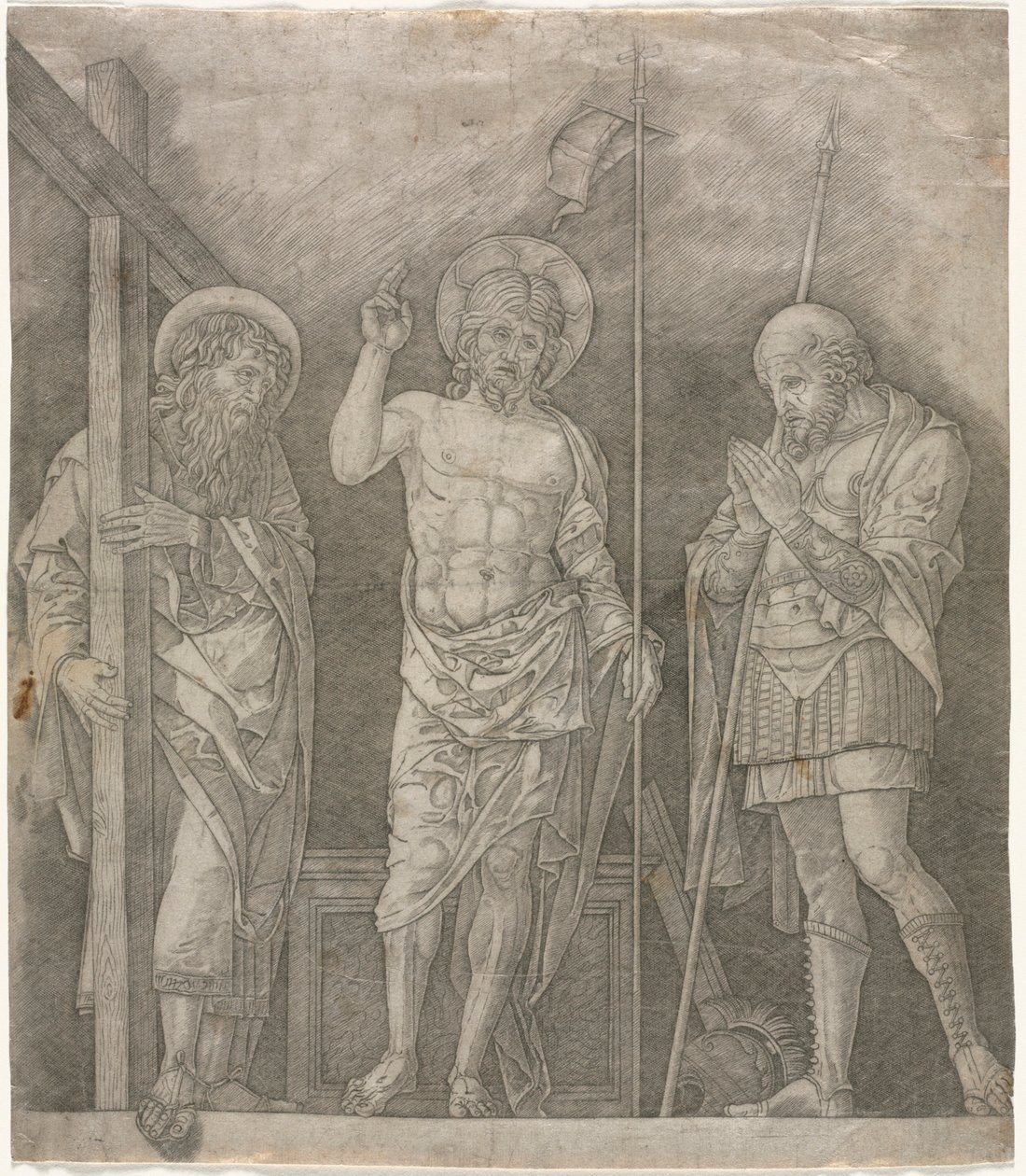 Den opstandne Kristus mellem de hellige Andreas og Longinus af Giovanni Antonio da Brescia