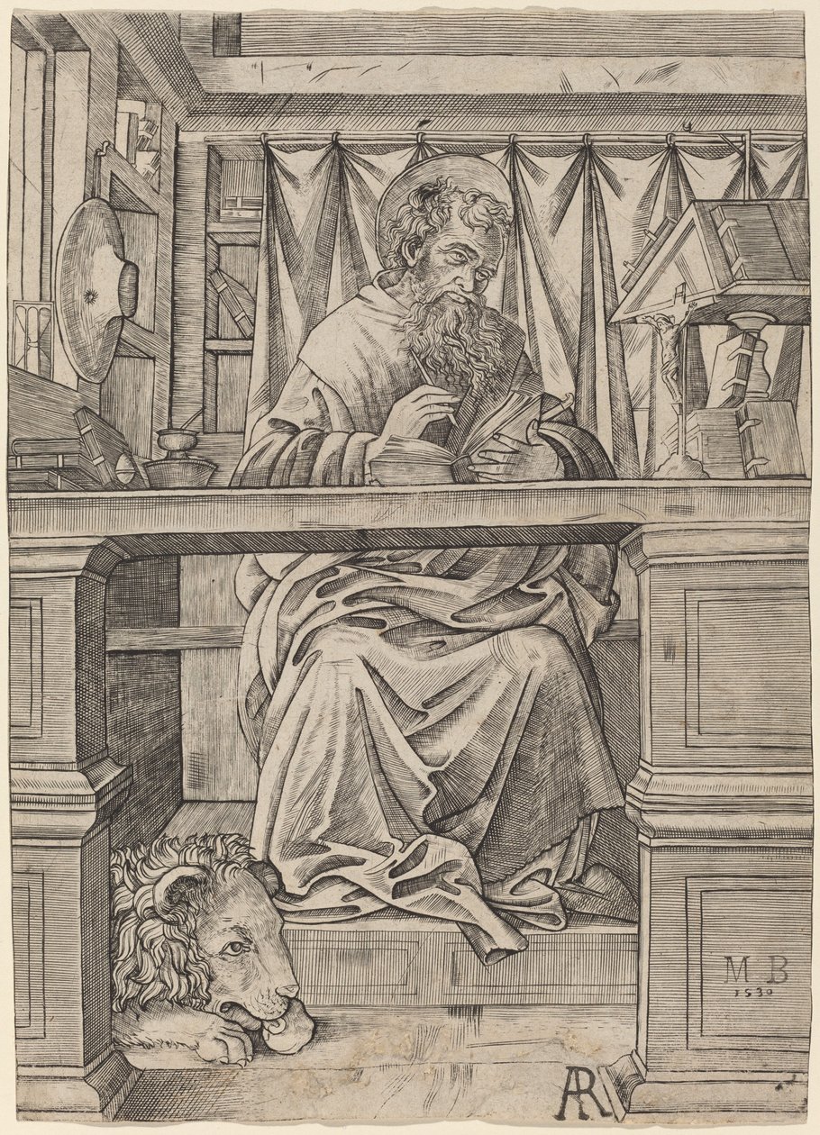 Sankt Hieronymus i sit studie af Giovanni Antonio da Brescia