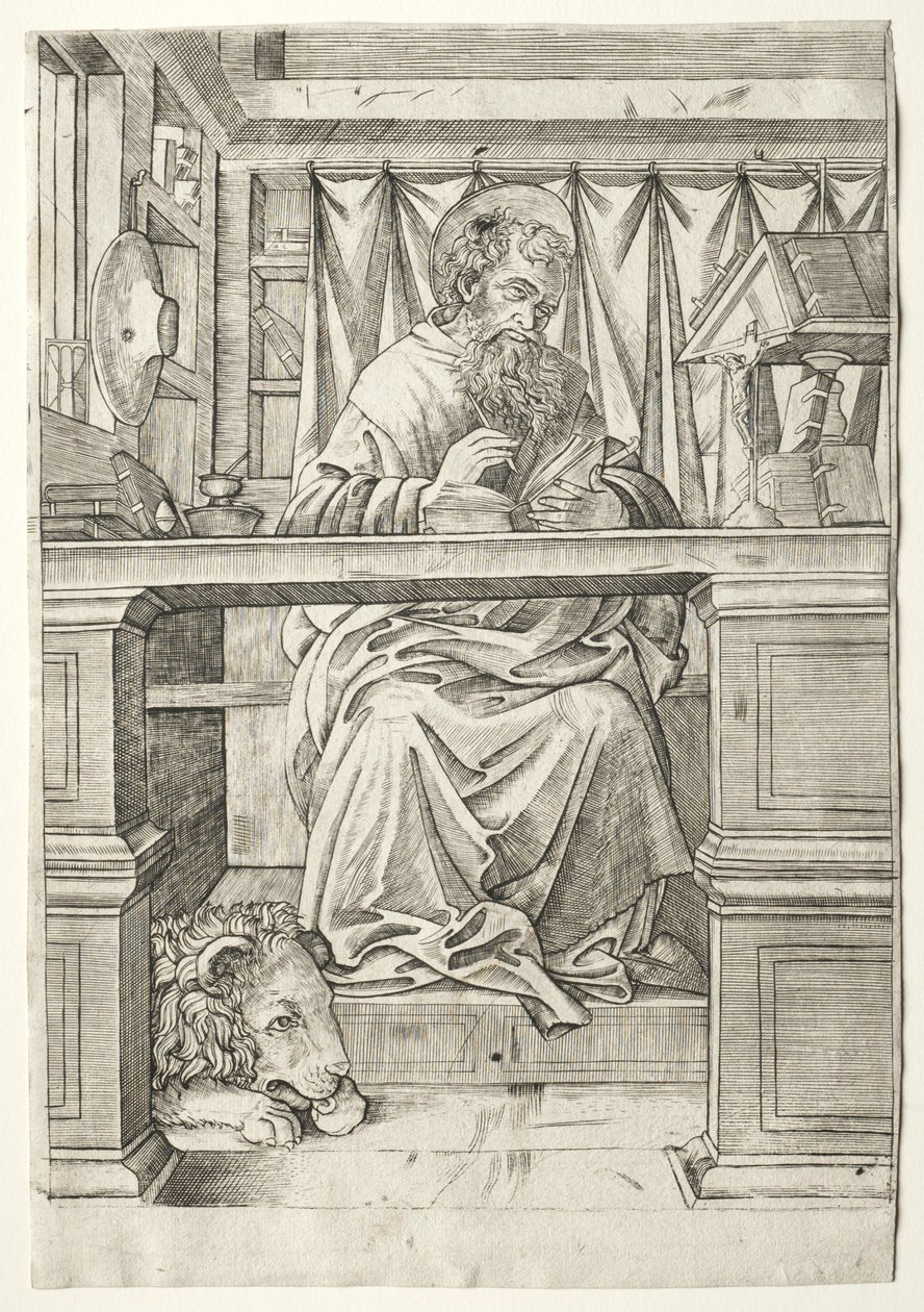 St. Hieronymus i hans studie, ca. 1510. af Giovanni Antonio da Brescia