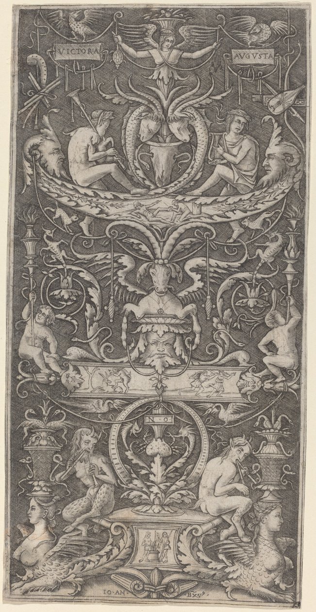Ornamental panel påskrevet "Victoria Augusta" af Giovanni Antonio da Brescia after Nicoletto