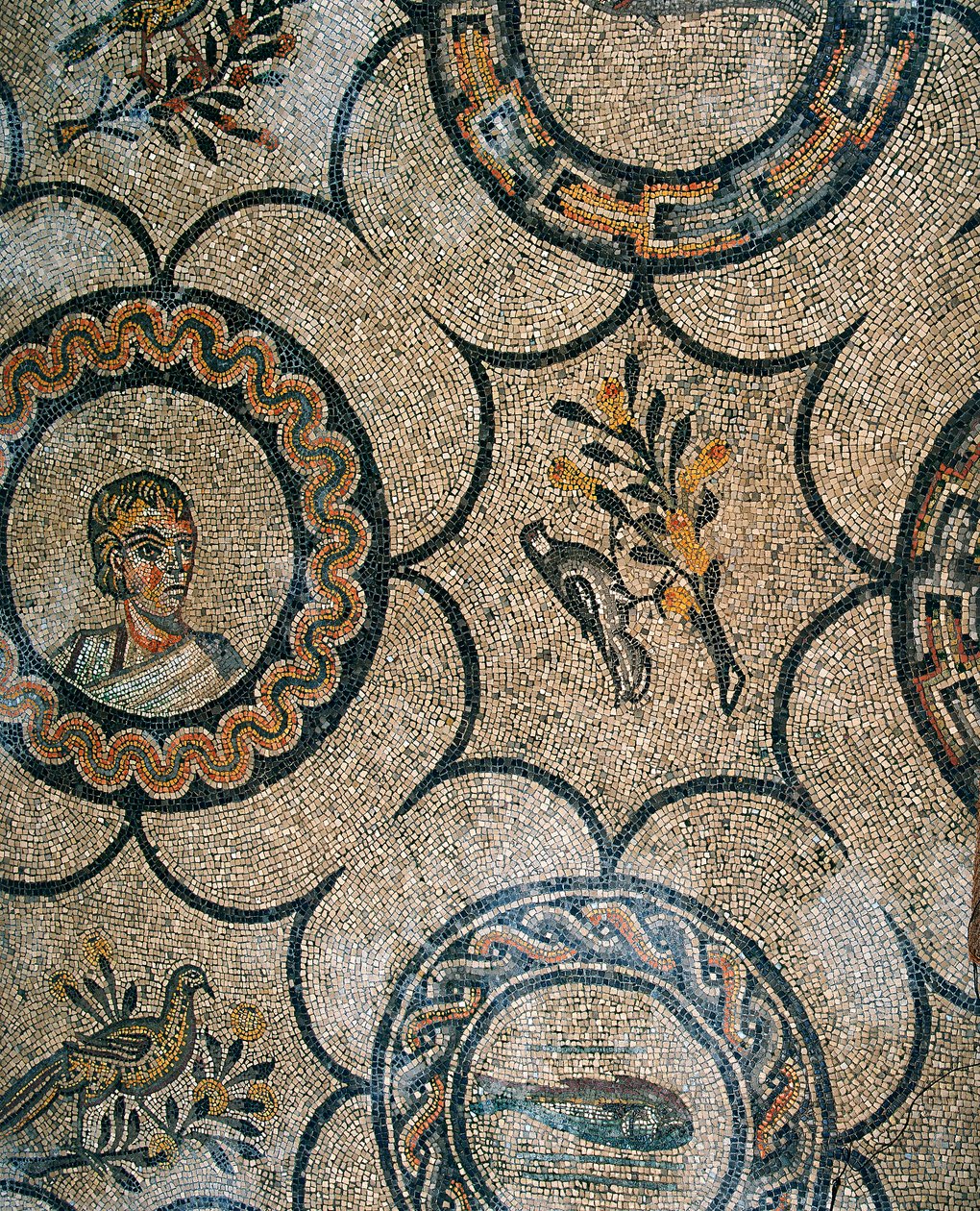 Detalje af gulvet i den tidlige kristne basilika i Aquileia, Udine af Phillipe de Marlier