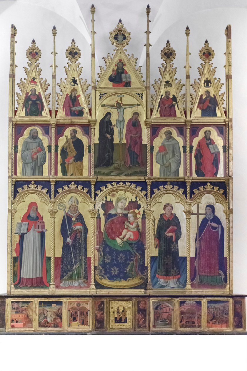 Madonna med barn blandt helgenerne Hieronymus, Benedikt af Giovanni Antonio da Pesaro