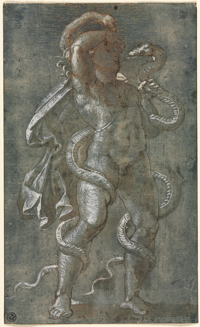 Mand sammenflettet af to slanger, ca. 1527. af Giovanni Antonio da Pordenone