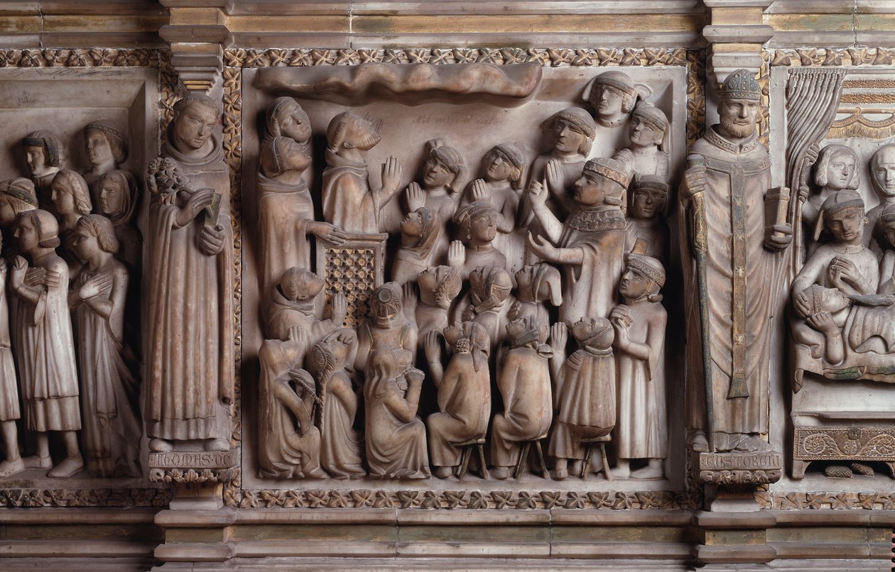 Skyens mirakel Hvid marmorskulptur, 1336-1339, af Giovanni di Balduccio af Giovanni Balduccio