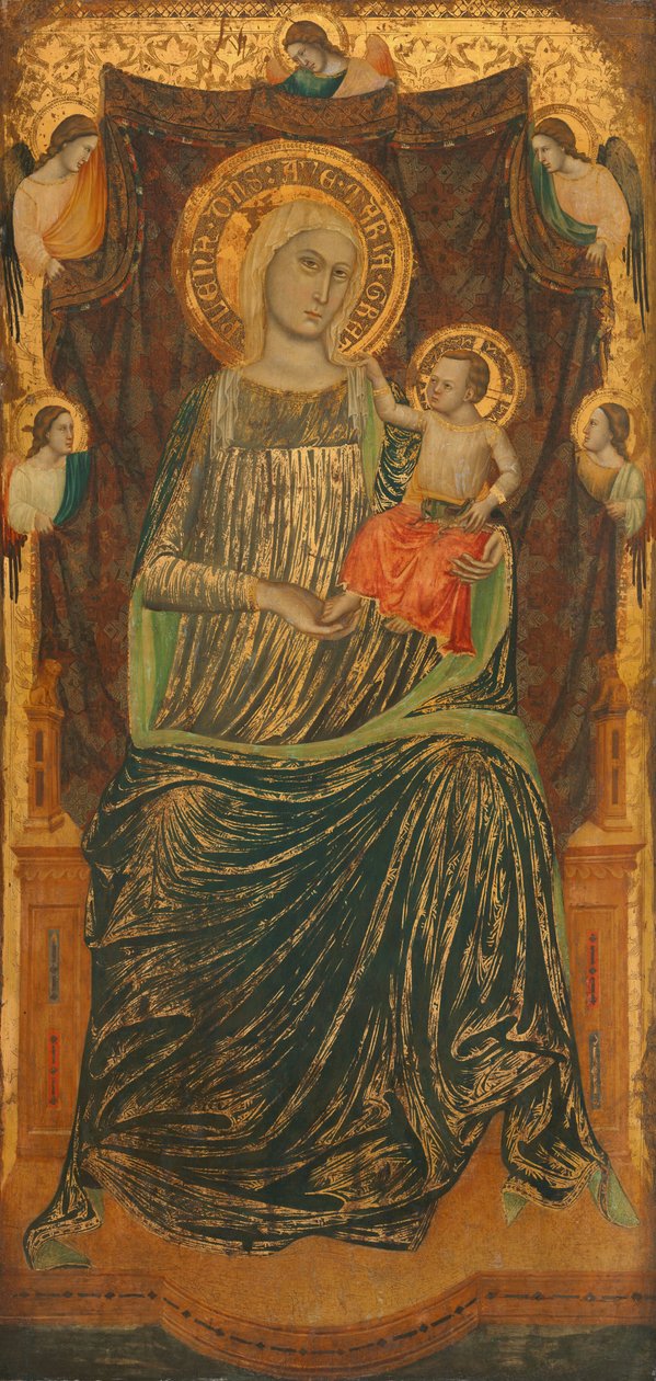 Madonna og barn med fem engle, ca. 1335. af Giovanni Baronzio