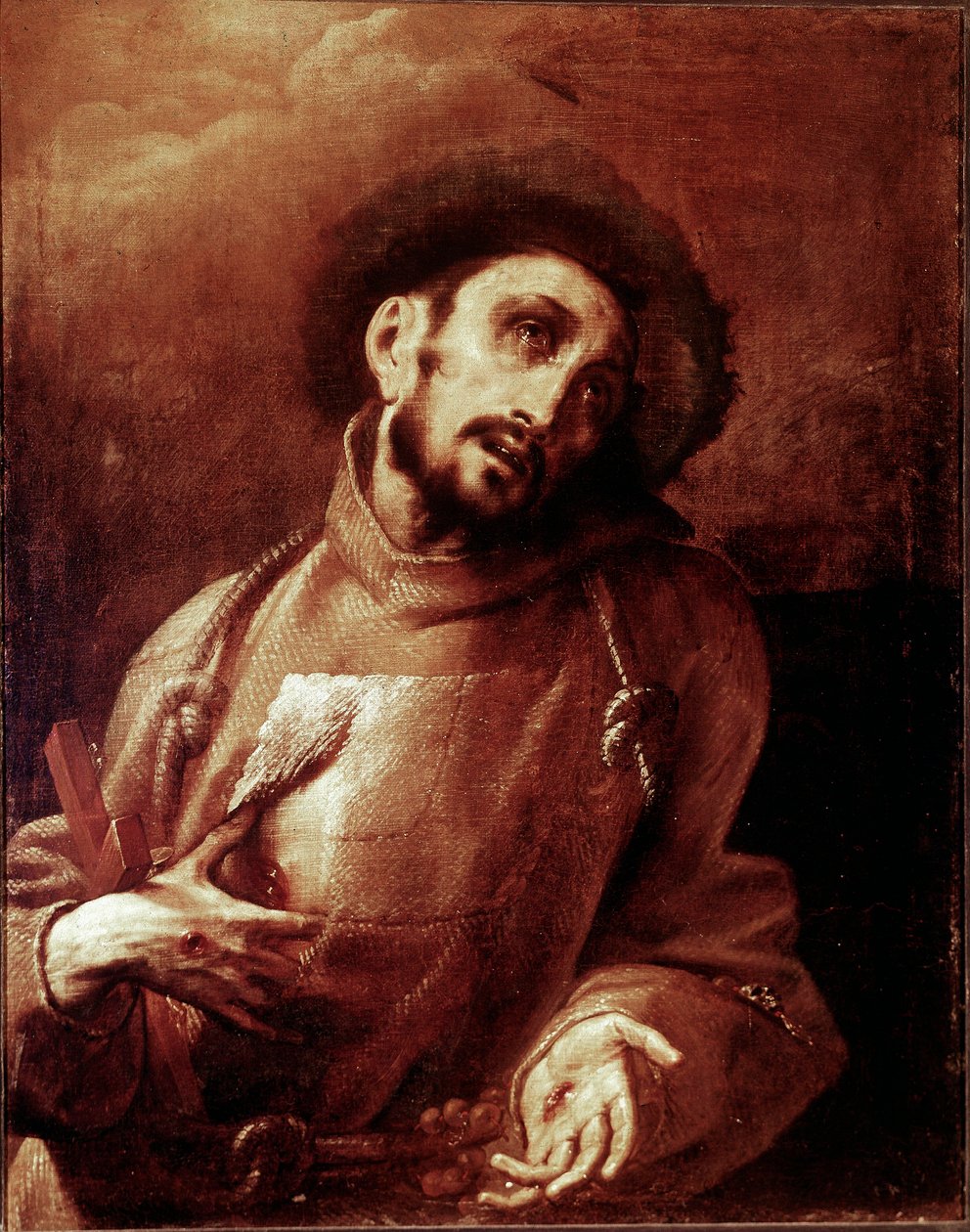Sankt Francois af Assisi i ekstase Maleri af Giovan (Giovanni) Battista Crespi dit Il Cerano (ca. 1575-1632) Mål.93,5x74 cm Milano, Brera Kunstgalleri af Giovanni Battista  Crespi