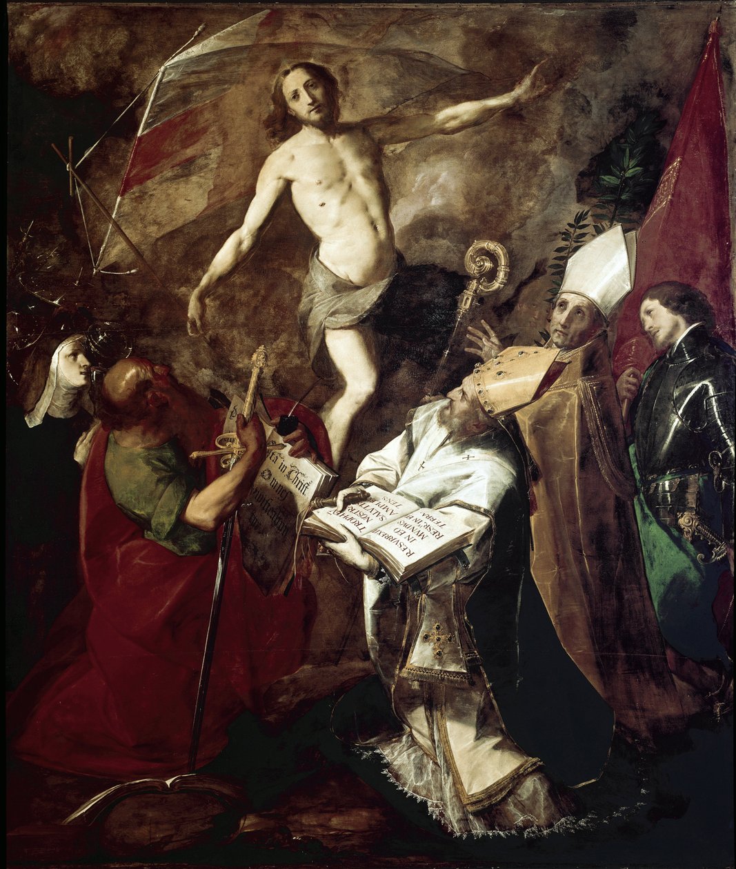 Opstandelsen med helgener (olie på lærred af Giovanni Battista  Crespi
