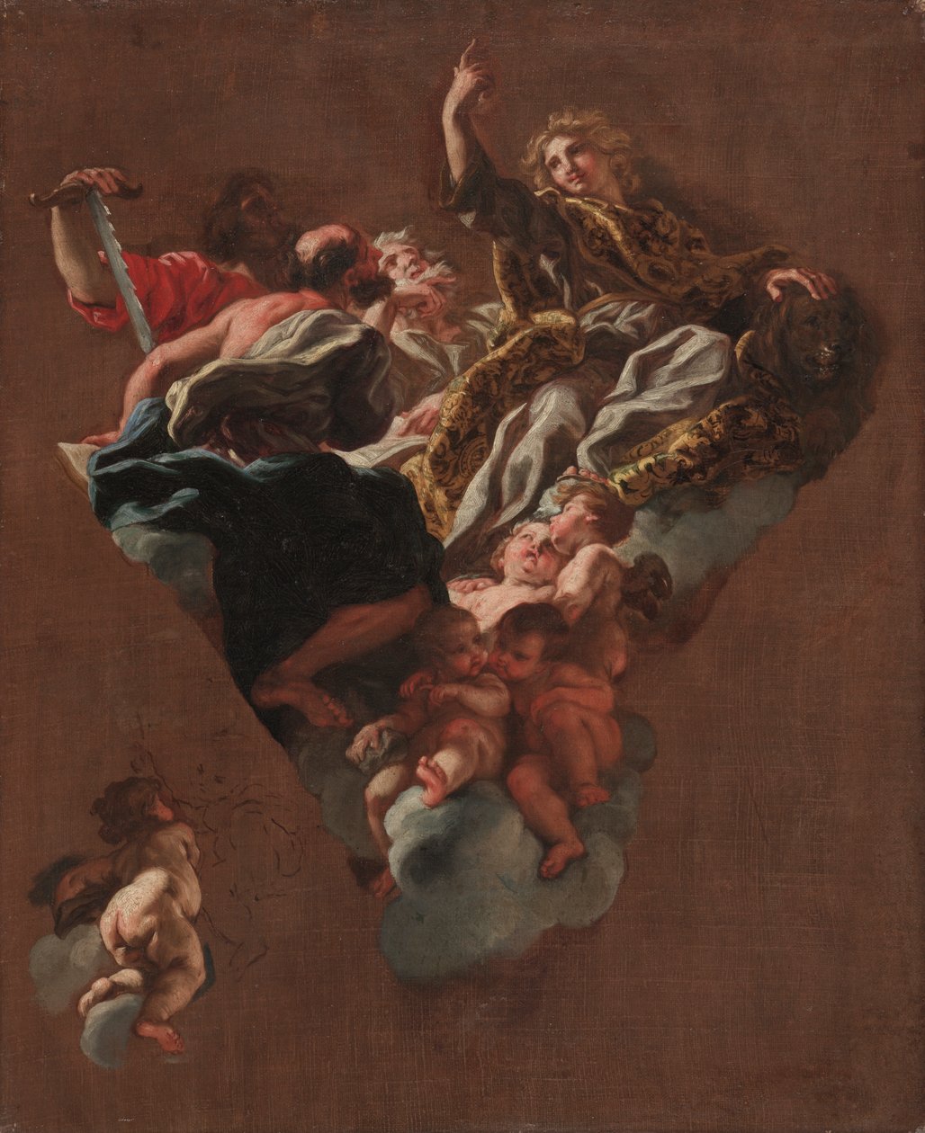 Skitse til "Israels fire profeter" (til Il Gesù, Rom), ca. 1675-77 (olie på lærred) af Giovanni Battista (1639 1709) Gaulli