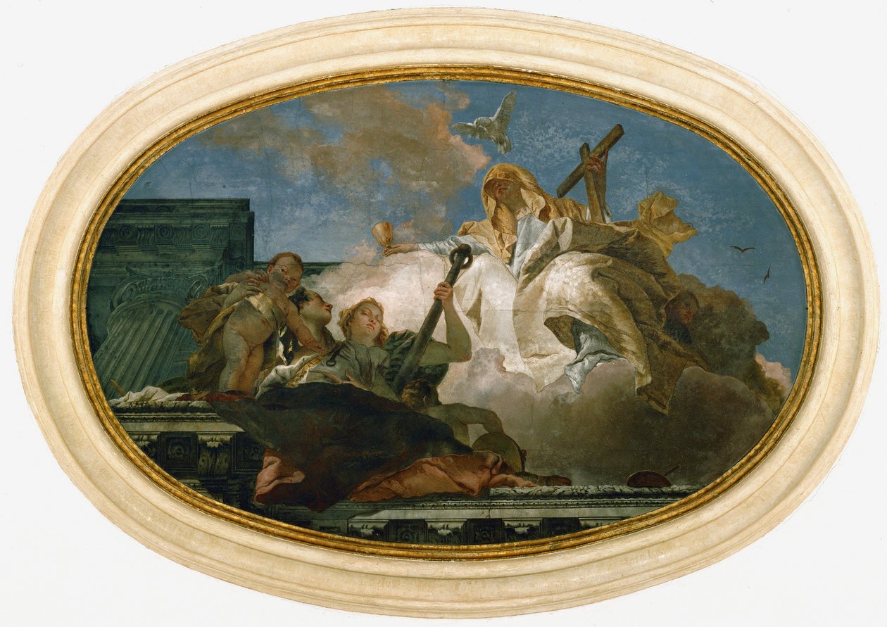 Allegori over Spes, Fides, Caritas (fresko) ... af Giovanni Battista (1696-1770) Tiepolo