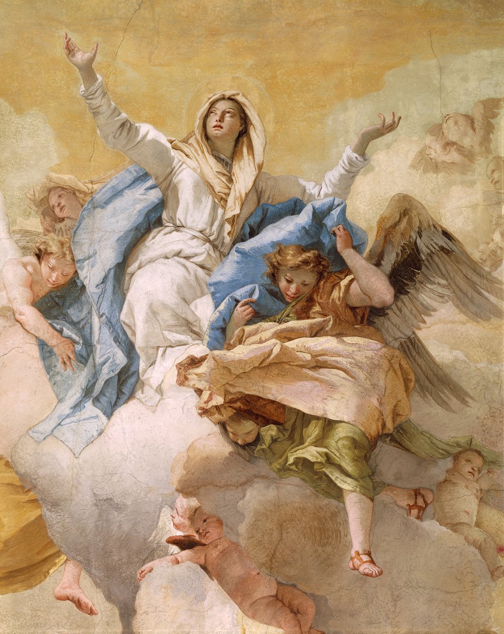 Assumption, af Giovanni Battista Tiepolo (1696-1770), fresco, Detail, Oratory of Purity, Udine af Giovanni Battista Tiepolo