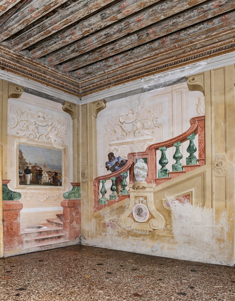 Gæstelogi, karnevalsscenernes rum: "Moor Tjener på en falsk trappe" af Giovanni Battista Tiepolo