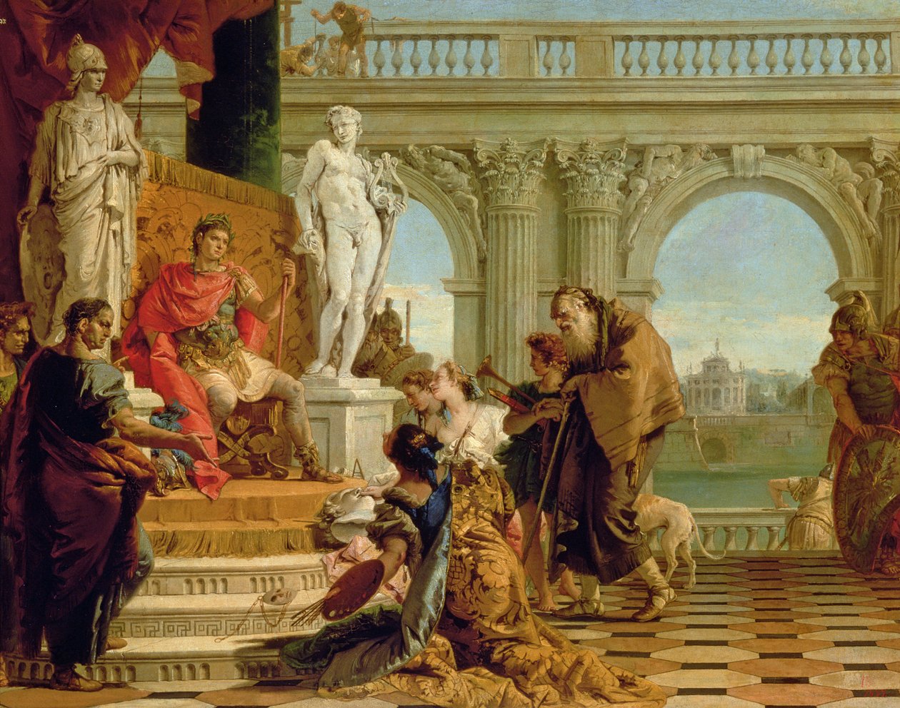 Maecenas præsenterer den liberale kunst for kejser Augustus (63BC-14AD) c.1745 (olie på lærred) af Giovanni Battista Tiepolo