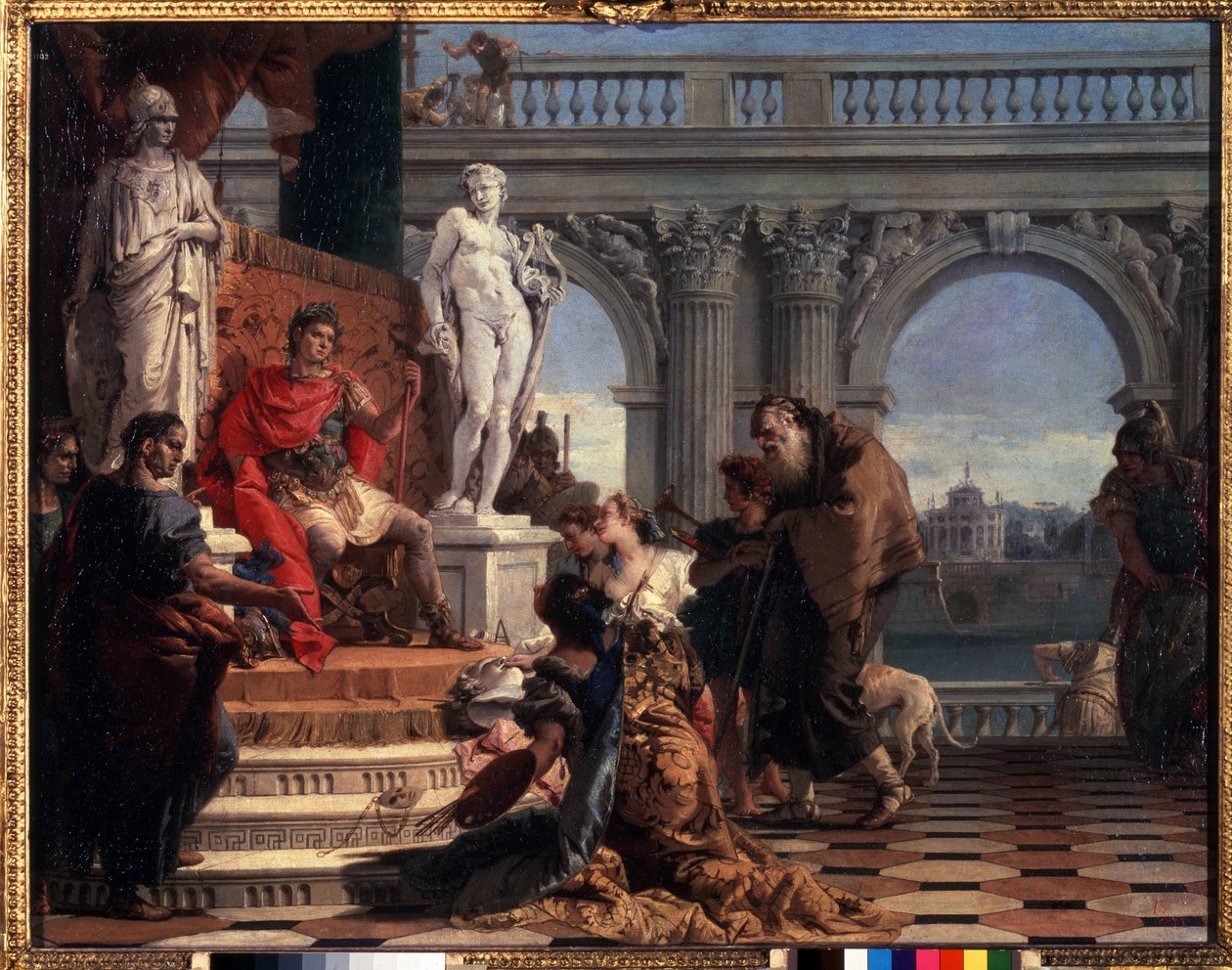 Maecenas præsenterer kunsten for Augustus. Caius Cilnius Maecenas (eller Mecene) (ca. 70 f.Kr.-8. f.Kr.) romersk politiker, der viede sin formue og indflydelse til fremme af kunst og breve blandt af Giovanni Battista Tiepolo