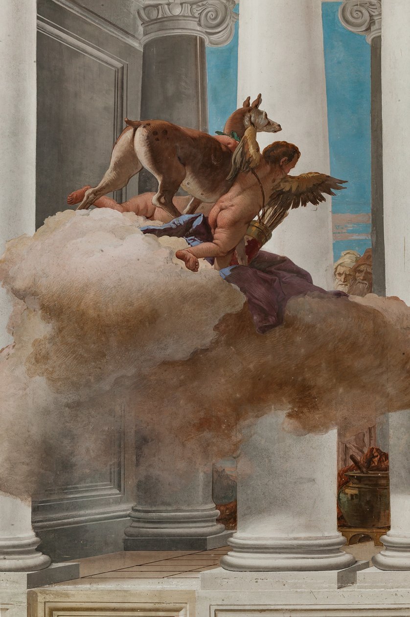 Palazzina (lille bygning), indgangshallen: "The Sacrifice of Iphigenia", detalje af dåen sendt af Artemis for at erstatte Iphigenia af Giovanni Battista Tiepolo