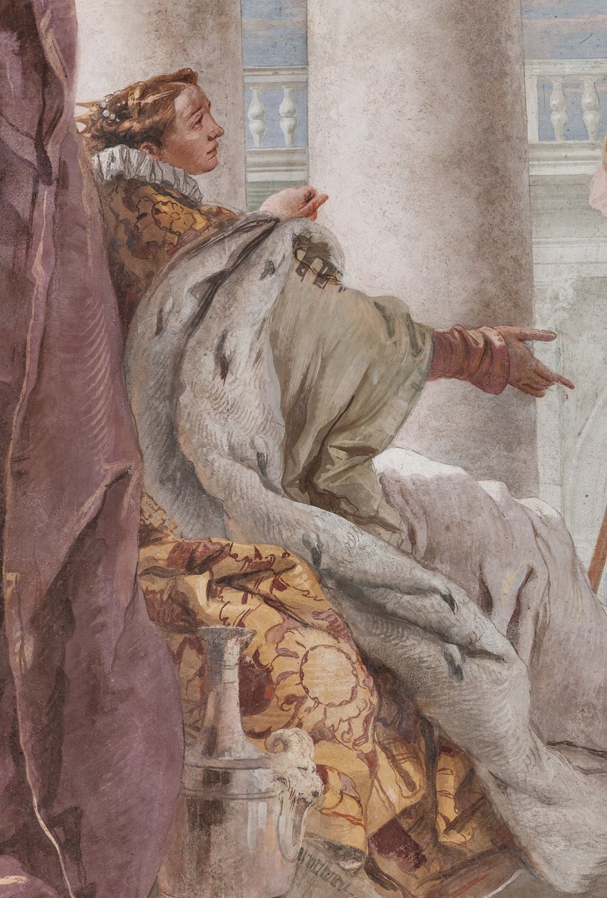 Palazzina (lille bygning), det tredje rum eller rum i Æneiden: "Aeneas introducerer Eros til Didone i lighed med Ascanius", detaljer af Giovanni Battista Tiepolo