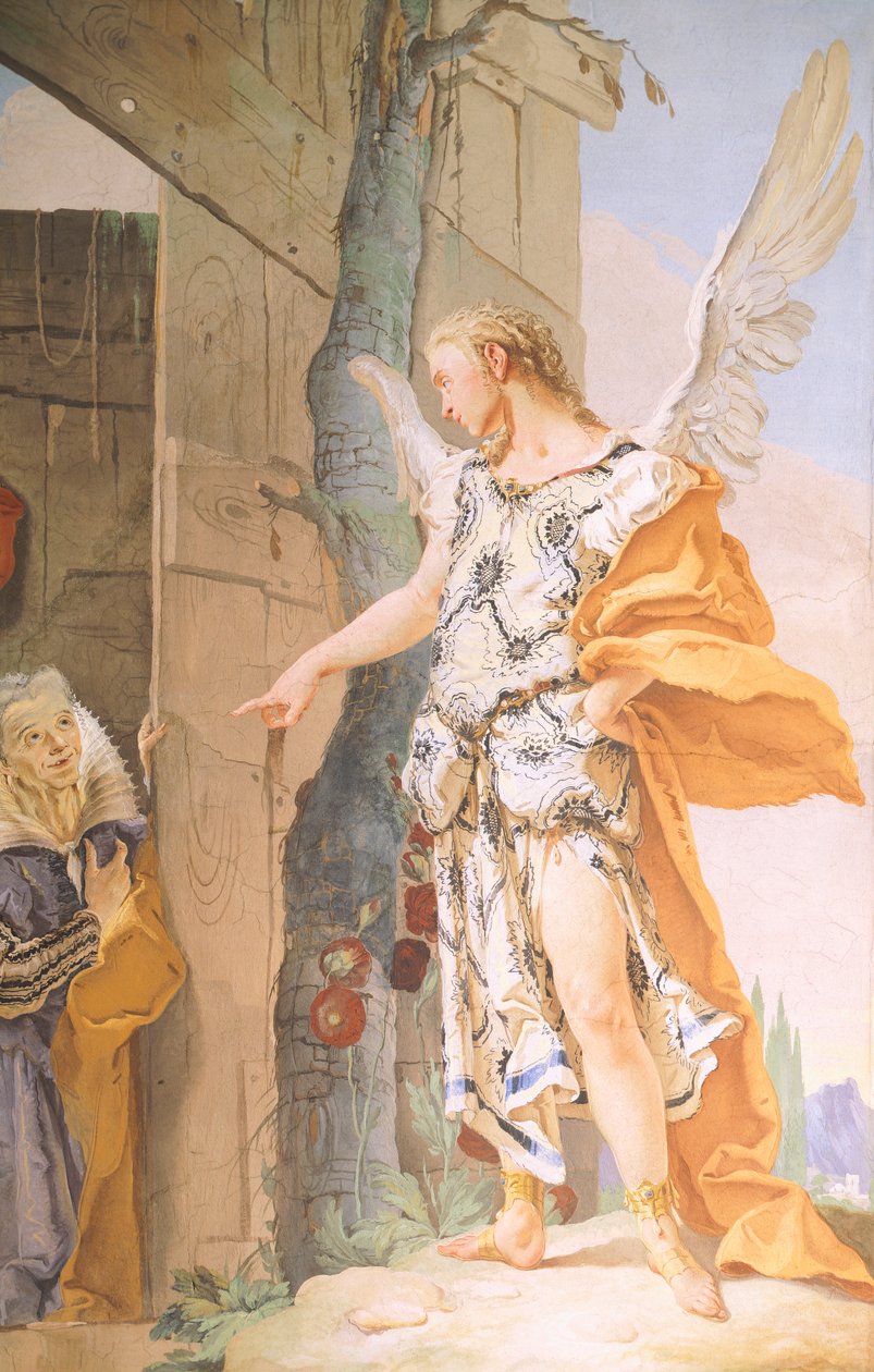 Sarah og englen af Giovanni Battista (1696-1770) Tiepolo
