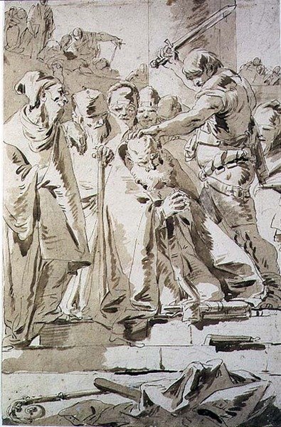 Halshugningen af en biskop (pen og blæk på papir) af Giovanni Battista Tiepolo