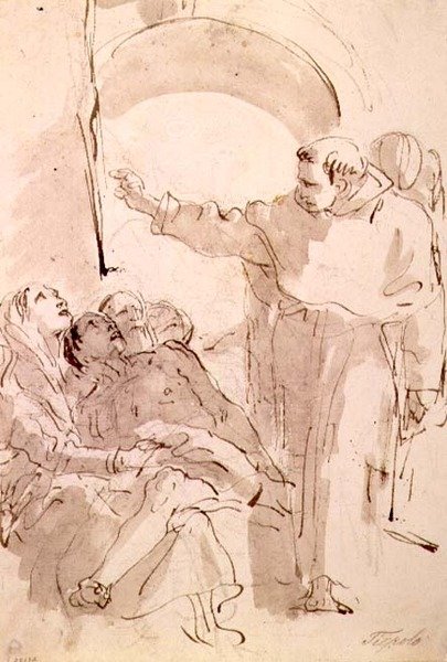 The Miracle of St. Anthony of Padua, c. 1760 (pen og blæk, vask over sort kridt) af Giovanni Battista Tiepolo