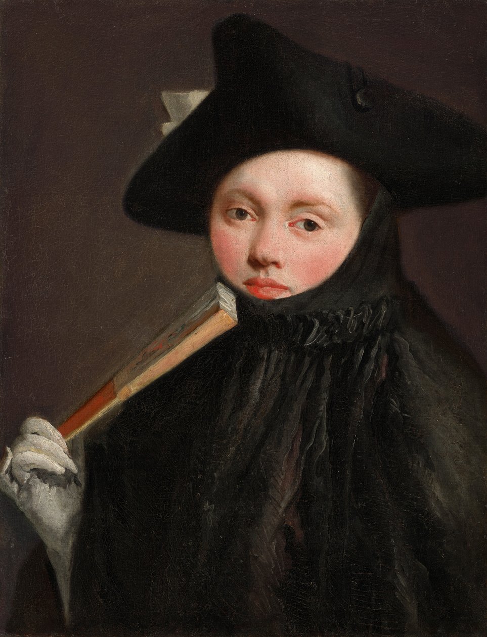 Ung dame i en tricorn hat, ca. 1755-60 (olie på lærred) af Giovanni Battista (1696 1770) Tiepolo