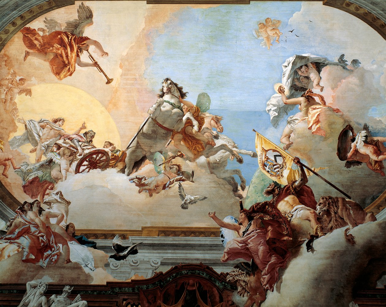 Allegori skabt til ægteskabet mellem Lodovico Rezzonico og den adelige venetianer Faustina Savorgnan i 1758, af Giambattista Tiepolo (1696-1770), fresko, Ca 