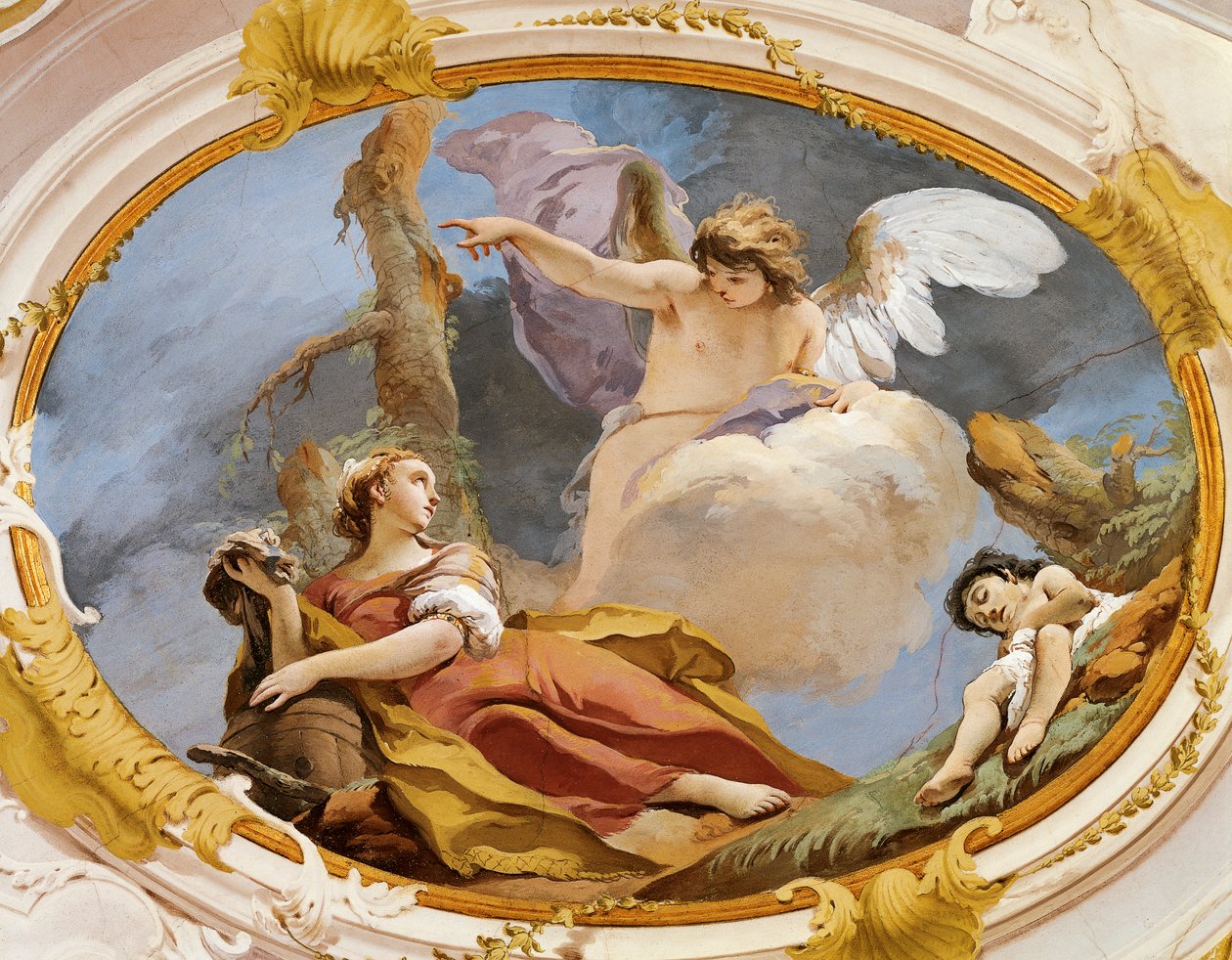Angel trøster Hagar i ørkenen af ​​Giovanni Battista Tiepolo (1696-1770), fresco, Patriarkalske Palads, Guest Hall, Udine af Giovanni Battista Tiepolo