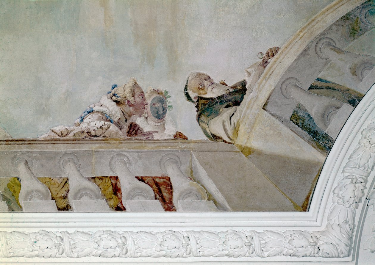 Berømmelse annoncerer villaens indbyggere ankomsten af Henry III, detalje, ca. 1750 (fresko monteret på lærred) af Giovanni Battista Tiepolo