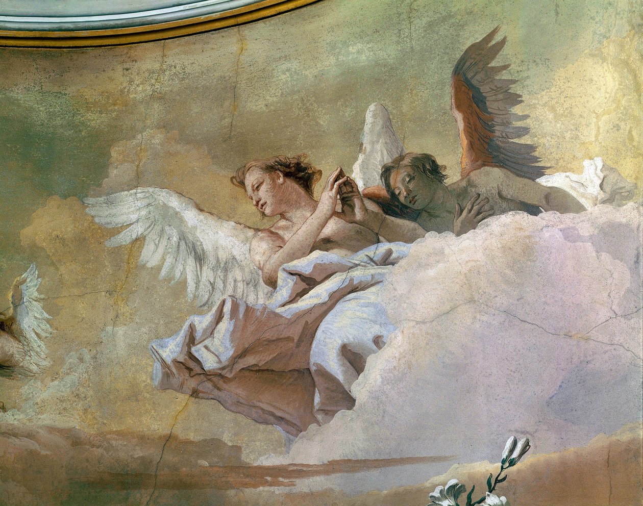 Glory of Angels, af Giovanni Battista Tiepolo (1696-1770), fresco, Detail, Oratory of Purity, Udine af Giovanni Battista Tiepolo