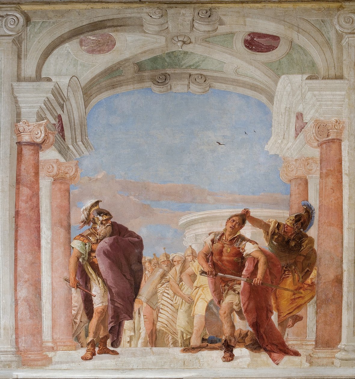 Minerva forhindrer Achilles i at dræbe Agamemnon, fra Iliadens værelse i Palazzina af Giovanni Battista Tiepolo
