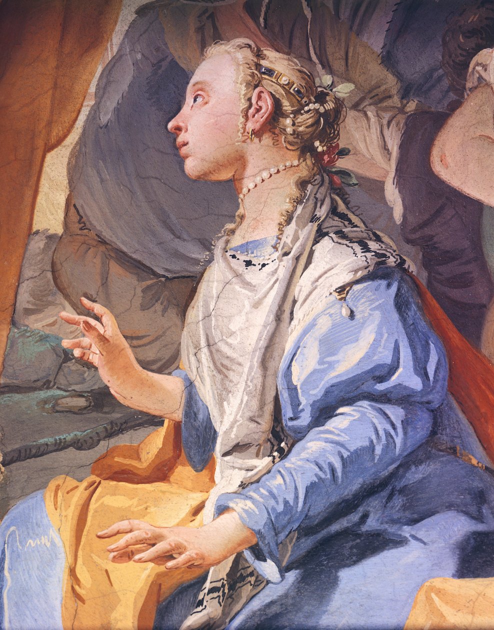 Rachel skjuler idoler, af Giambattista Tiepolo (1696-1770), freskomaleri, ærkebiskoppens palads i Udine af Giovanni Battista Tiepolo
