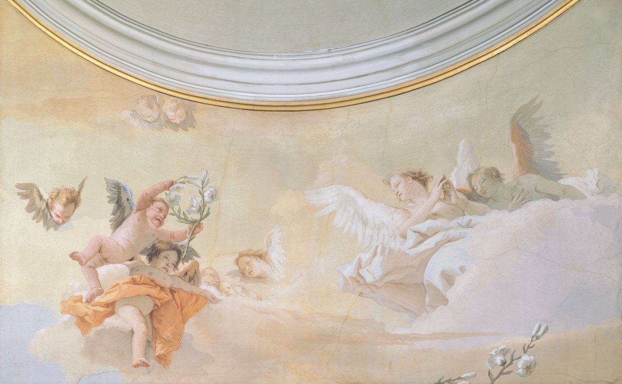 The Assumption, af Giambattista Tiepolo (1696-1770), fresco, Detail, Oratory of Purity, Udine af Giovanni Battista Tiepolo