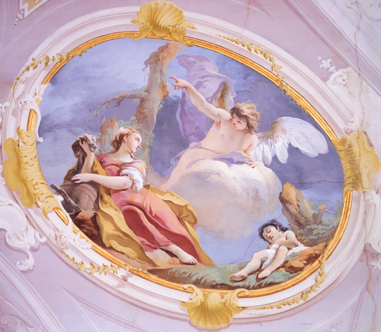 Englen trøster Hagar i ørkenen, af Giovanni Battista Tiepolo (1696-1770), fresco, Patriarkalske Palads, Guest Hall, Udine af Giovanni Battista Tiepolo