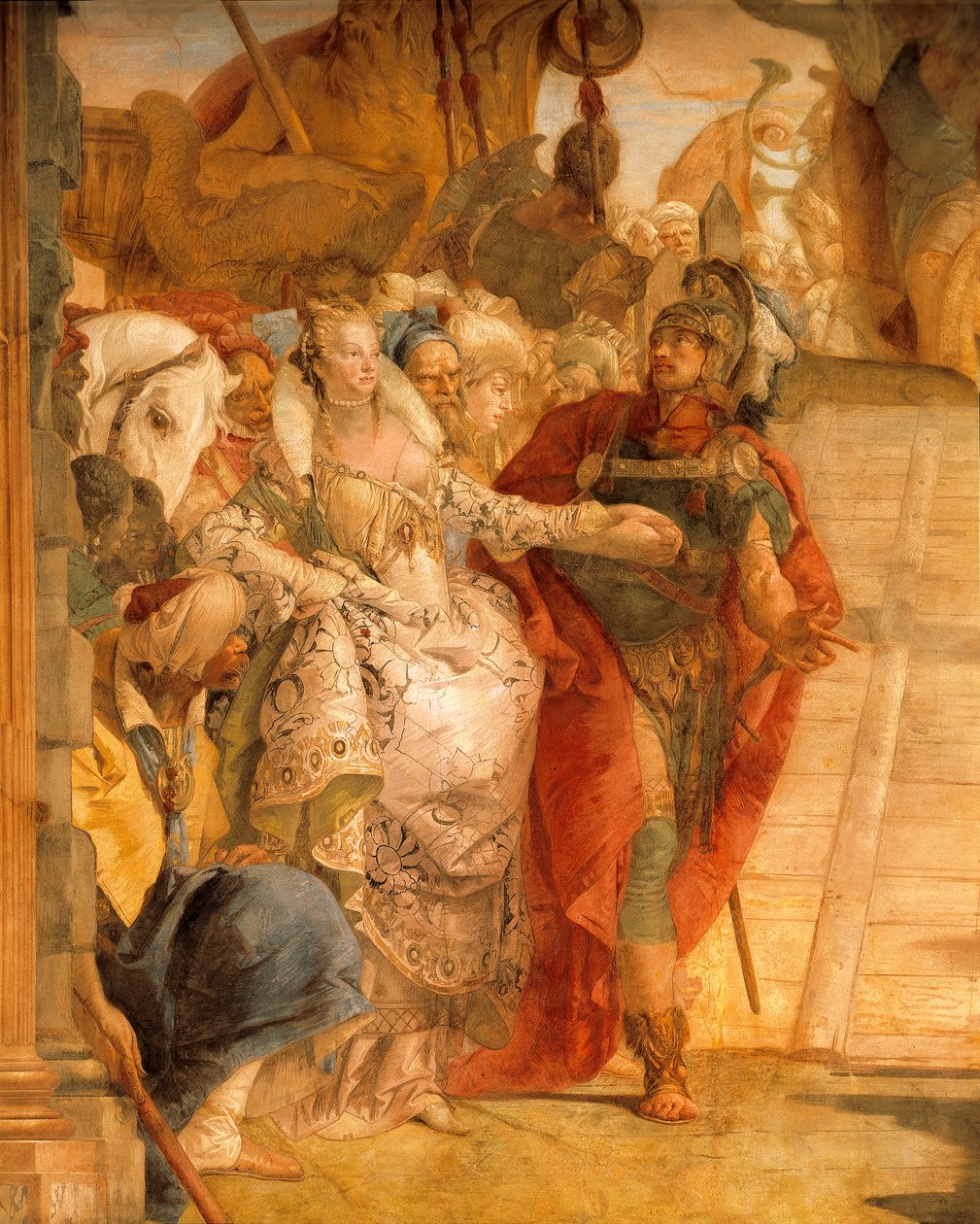 Mødet mellem Antonius og Kleopatra, af Giambattista Tiepolo (1696-1770), fresko, detalje, Palazzo Labia, Venedig, Italien af Giovanni Battista Tiepolo